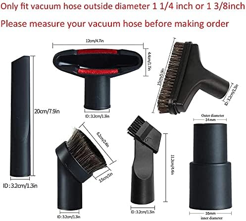 ANBOO 1.25 Inch Vacuum Attachments Brush Extension Wands for Shop Vac 32mm (1 1/4 inch)& 1 3/8 inch Standard Hose, Crevice, Upholstery Brush, Dust Brush Tool and Adapter,Extension Wand Pipe,9pcs