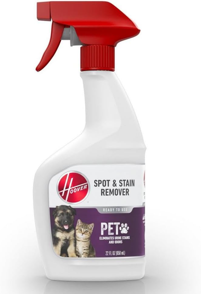 Hoover Pet Pre-Treat Spot and Stain Remover Spray, 22 oz., Pet Formula for Carpet and Upholstery, Tackles Tough Pet Messes and Stains, Pair with Hoover Carpet or Spot Cleaner