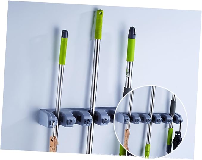 Mobestech Wall-mounted Mop Stand Bathroom Organizers for Holders Hook Wall Storage Organizer Kitchen Mop Broom Holder Over The Door Organizer Wall Mounted Storage Tool Storage Rack Blue