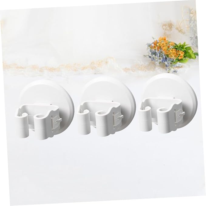 Lurrose 2sets Mop Broom Holder Wall-Mounted Suction Clamp No Drilling Storage Solution for Bathroom Kitchen 3pcs*2