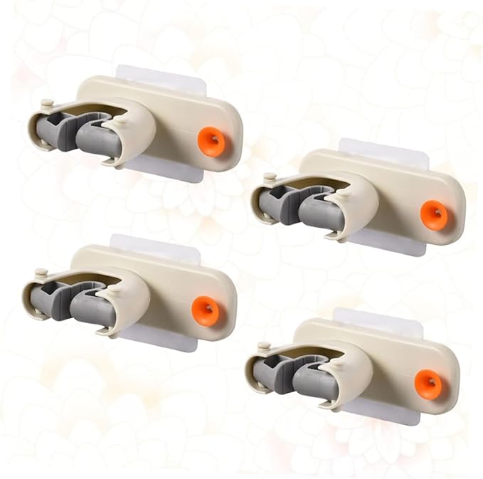 PRETYZOOM 4Pcs Mop Broom Holder Wall Mounted Storage Rack Organizer for Bathroom Kitchen Garage Heat-resistant Mop Hanger Hooks for Cleaning Tools