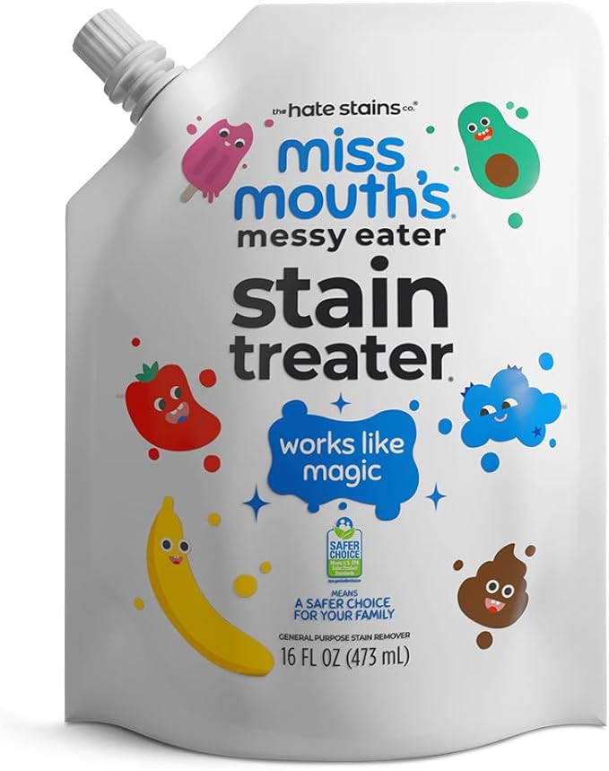 Miss Mouth's Messy Eater Stain Treater - 16oz Refill - Newborn & Baby Essentials - No Dry Cleaning Food, Grease, Coffee Off Laundry, Underwear, Fabric
