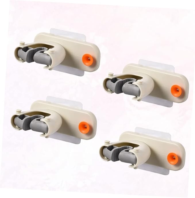4pcs Hook Rack Mop Clip Broom Organizer Heat-Resistant Mop Hanger Wall Mount Cleaning Tools