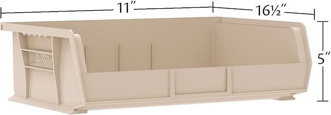 Akro-Mils 30255 AkroBins Plastic Storage Bins, Space-Saving Stackable Bins for Garage, Pantry, Craft Organization, 11" x 16" x 5", Clear, 6-Pack