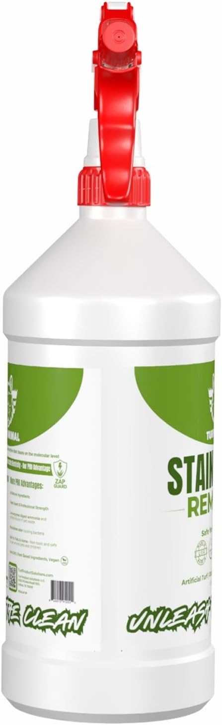 Turf Animal INDOOR Extra Strength Stain & Odor Remover for Strong Odors and Stubborn Stains – Natural Enzyme Odor Eliminator for Carpet & Indoor Surfaces – Enzymatic Dog Urine Destroyer, 1 Quart