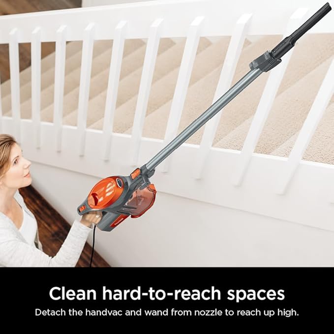 Shark HV302 Rocket Pet Corded Stick Vacuum, Lightweight with Swivel Steering for Carpets & Hard Floors, Converts to Hand Vacuum, Includes Crevice Tool, Pet Multi-Tool & Precision Duster, Orange