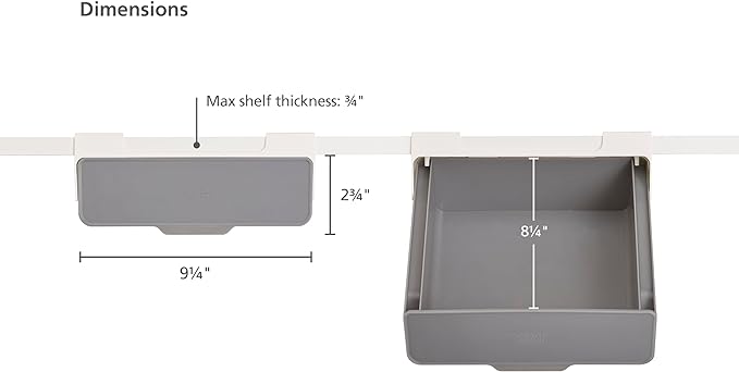 Joseph Joseph CupboardStore Under Shelf Drawer Kitchen Cabinet Storage Organizer, Space Saving, Gray/ White