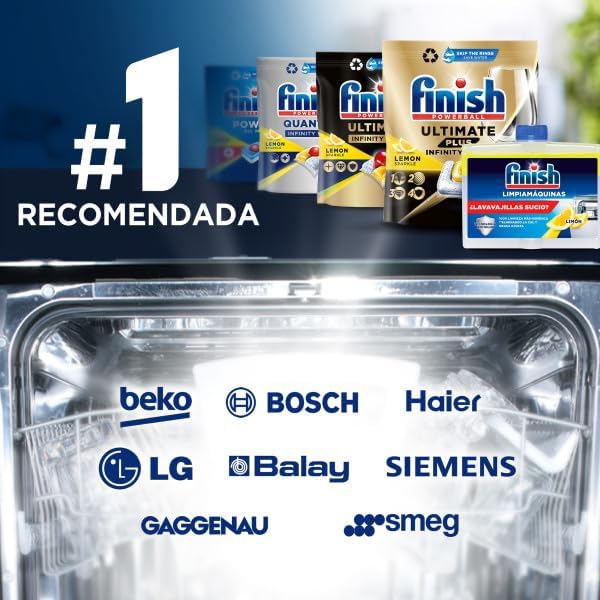 Finish Dual Action Dishwasher Cleaner Lemon Sparkle 250 ml (Pack of 8)