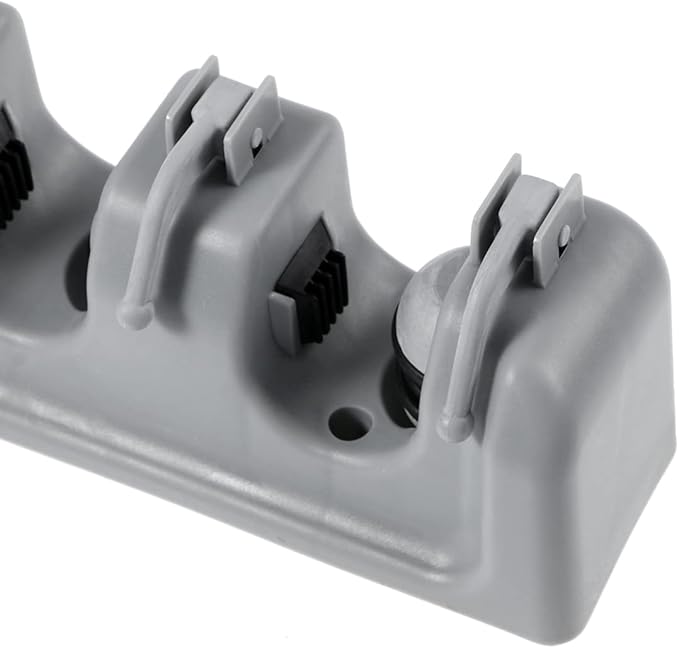 Zerodeko Mop Broom Holder Wall Mounted Storage Rack with Slots and Hooks for Garden Garage and Kitchen Organization Grey and Easy to Install Utility Rack