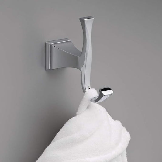 Delta Dryden (1-Pack) Towel Hooks Polished Chrome, Double, Wall Mounted for Robes 2-Prong Holder, Bathroom Accessories 75135-RB