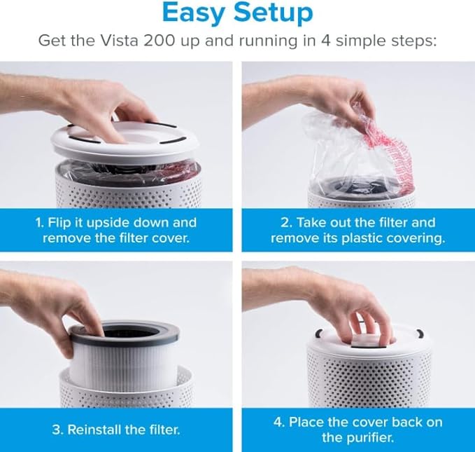 LEVOIT Vista 200 Air Purifier Replacement Filter, Genuine Air Filters, High-Efficiency Activated Carbon for Removal of Smoke, Odor, Allergens, Pollen, Vista 200-RF, 1 Pack, Black
