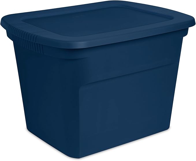 Sterilite 24-Pack Plastic Storage Bins, 18 Gallon Tote Containers with Lids, Marine Blue