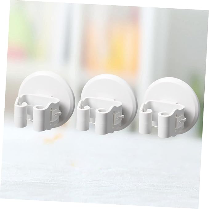 3pcs Mop and Broom Holder Wall-mounted Suction Cup Clamp Cleaning Tool Gripper