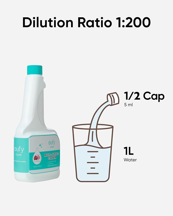 eufy X10 Pro Omni Robot Vacuum and Mop Combo, 8,000 Pa Suction, Dual Mops with 12 mm Auto-Lift and Carpet Detection + Official Floor Cleaning Solutions (2 Bottles)