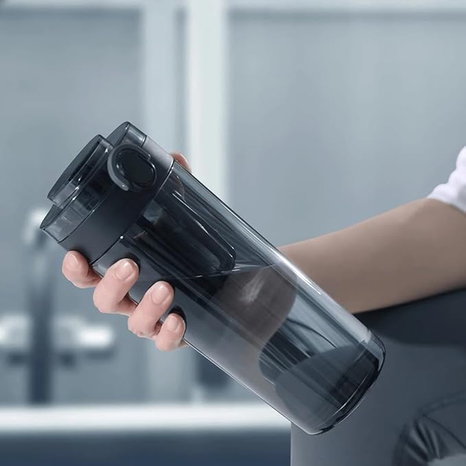 Xiaomi Tritan Water Bottle 600ml, BPA-Free Portable Cup with Tea Strainer & Leak-Proof Lock, One-Hand Operation, for Travel/Sports (Dark Grey)