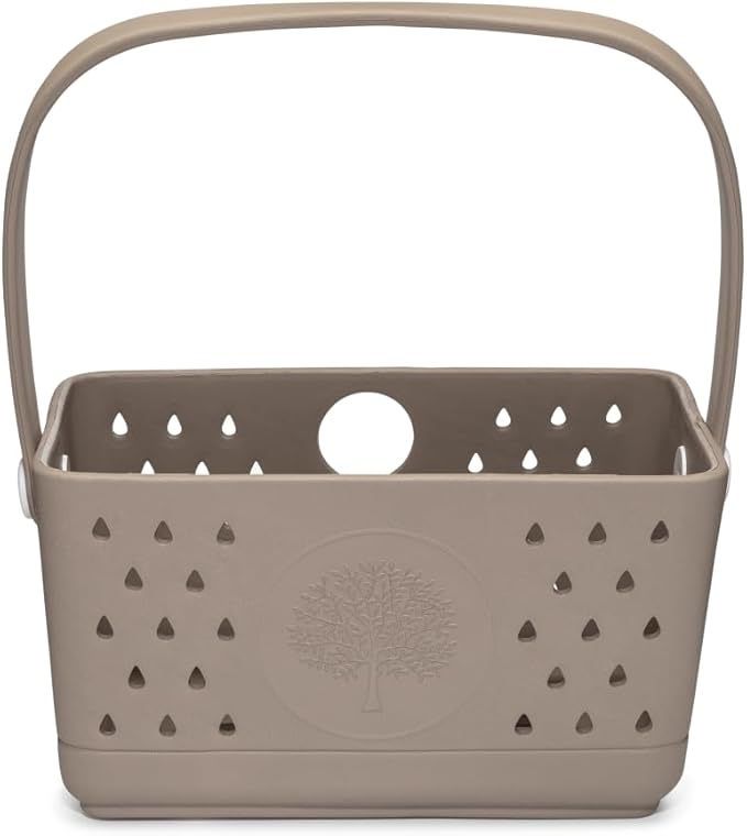 Parker Baby Bath Caddy | BPA Free & Food Grade Shower Caddy Organizer for Toys & Supplies | Quick-Dry, Sturdy & Perfect Size Shower Basket w/Handle in Neutral Colors