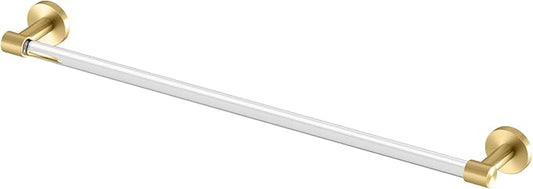 Gatco Clarion 24" L Towel Bar, Crystal-Clear Acrylic Brushed Brass