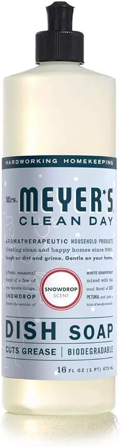 Mrs. MEYER'S Kitchen Set, Dish Soap, Hand Soap, and Multi-Surface Cleaner, 3 CT (Snowdrop)