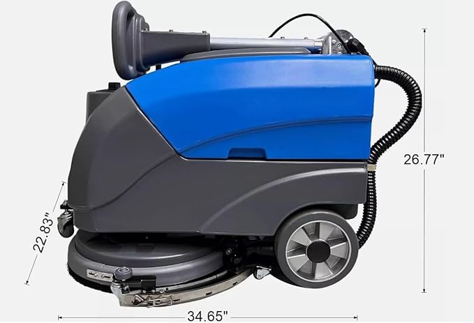 Floor Scrubber Machine with 15'' Brush, Foldable Walk Behind Hand Push Floor Scrubber Machine, good for office/restaurant(EM-25 Blue)