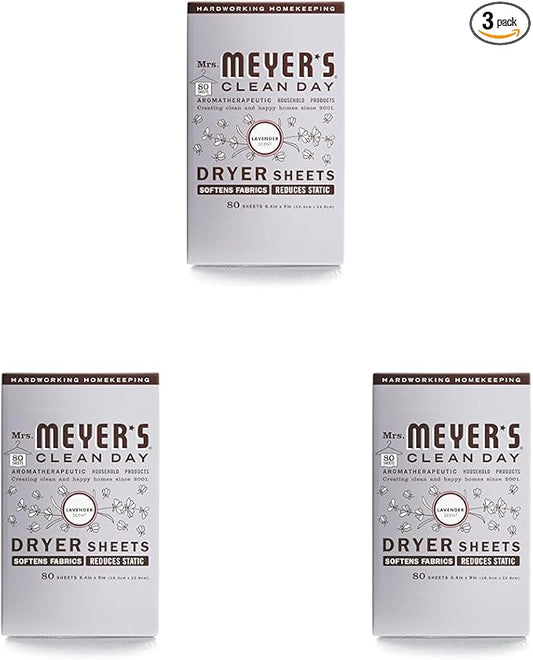 MRS. MEYER'S CLEAN DAY Dryer Sheets, Lavender, 80 ct (Pack of 3)