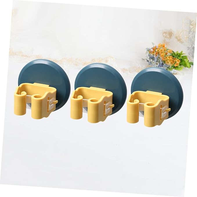STOBOK 6pcs Mop and Broom Holder Wall-Mounted Gripper - Clips for Easy Access and Storage Suitable for Kitchen Bathroom Garage and More Yellow