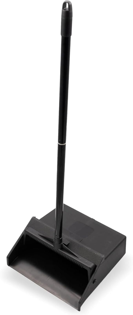SPARTA Plastic Dust Pan, Upright Pan With 2 Piece Handle For Cleaning, 11 X 12 X 3.5 Inches, Black