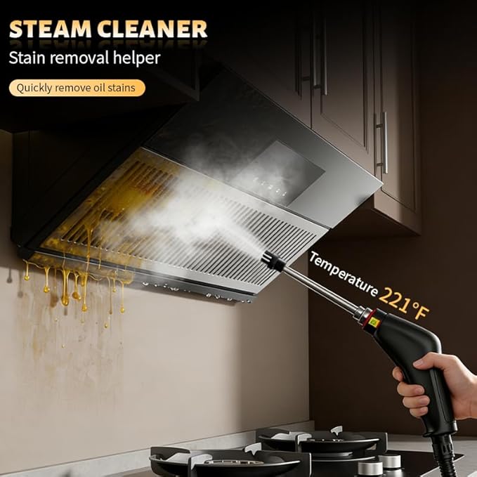 Portable Steam Cleaner, 15s Fast Heat Handheld Steamer for Cleaning with 1L Large Tank, 6 - Level Steam Control for Car Detailing, Kitchen Grease, Bathroom Cleaning