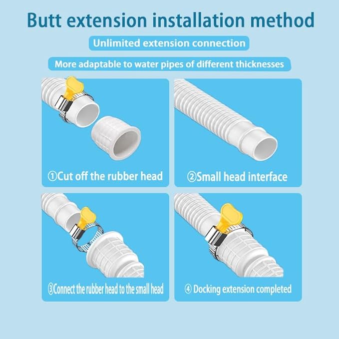 Dehumidifier Hose, Universal Portable AC Drain Hose & Mini Split Drain Hose - 2-Pack 13FT AC Drainage Line Extension Compatible with Arctic King Portable Air Conditioner (Cut-to-Fit with 4 Clamps)