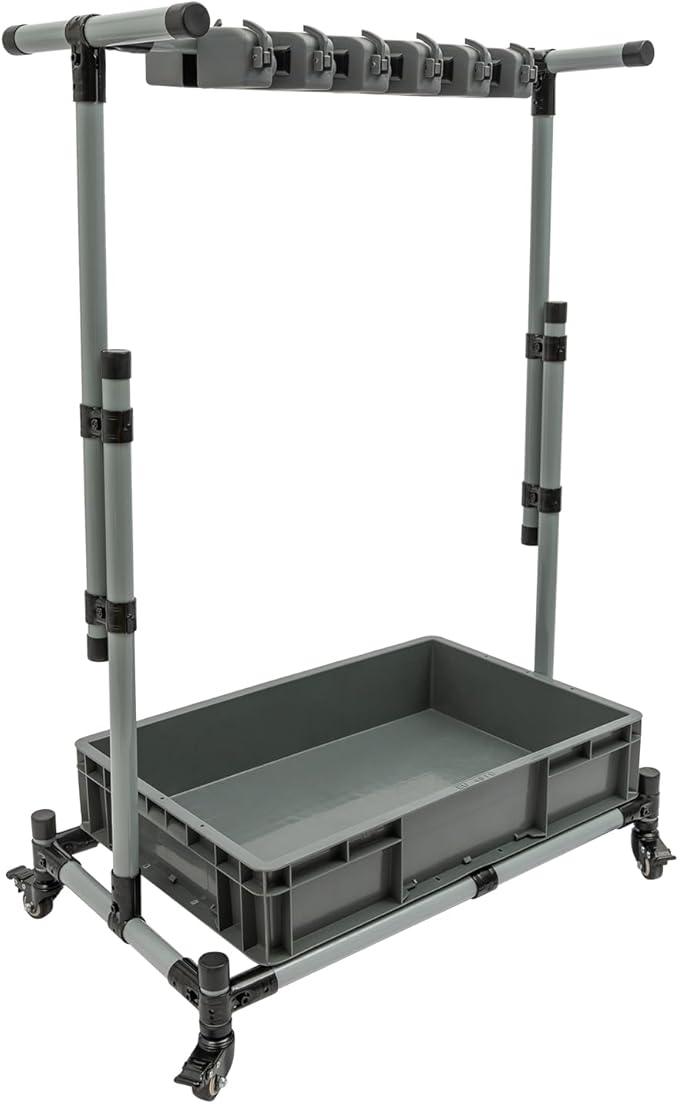 Garden Tool Organizer, 10 Slots with Hooks, Movable Floor-Mounted Mop Rack Floor Standing Cleaning Tool Cart Storage for Garage Organization and Storage, Hold Long-Handled Tool/Rake/Broom (Style 1)