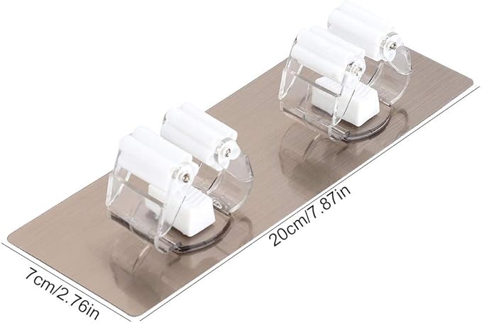 Fdit Mop and Broom Holder Wall Mounted, ABS Plastic, White, Pack of 2, No Drilling Storage Rack