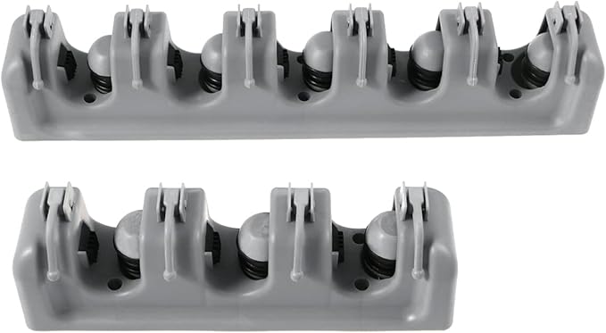 Zerodeko Umbrella Clip Mop Broom Holder Wall Mount Storage Rack 3 Ball Slots 4 Hooks Anti-slip Pad Grey