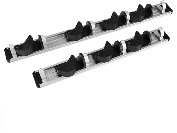 Fdit Mop and Broom Holder Rack - Mop Broom Holder Wall Mounted Tools for Home kitchen Garden Garage Saving Space(4 Position 5 Hooks)