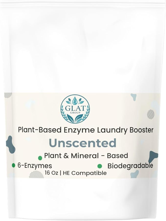 Enzyme Laundry Booster Powder - Unscented | Plant-Based, 6-Enzyme Blend for Maximum Stain & Odor Removal | Biodegradable, Boosts Detergent in All Water Temperature, HE Compatible, 16 Oz