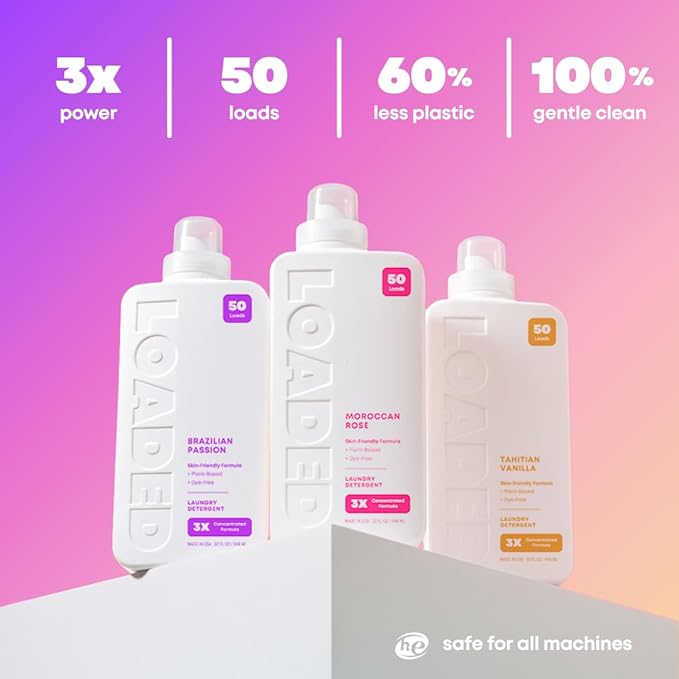 Loaded Laundry Detergent, Luxury Perfume Scented | 50 Loads | Pistachio & Caramel | Skin-Friendly & Plant-Based | Made in USA | 32 oz
