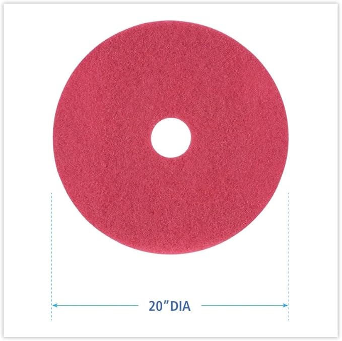 Boardwalk BWK4020RED 20 in. Diameter Buffing Floor Pads - Red (5/Carton)