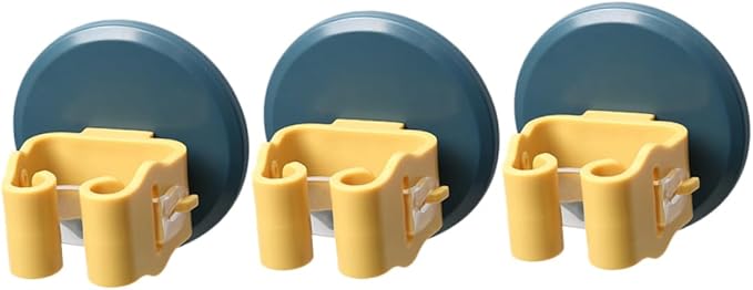 STOBOK 6pcs Mop and Broom Holder Wall-Mounted Gripper - Clips for Easy Access and Storage Suitable for Kitchen Bathroom Garage and More Yellow