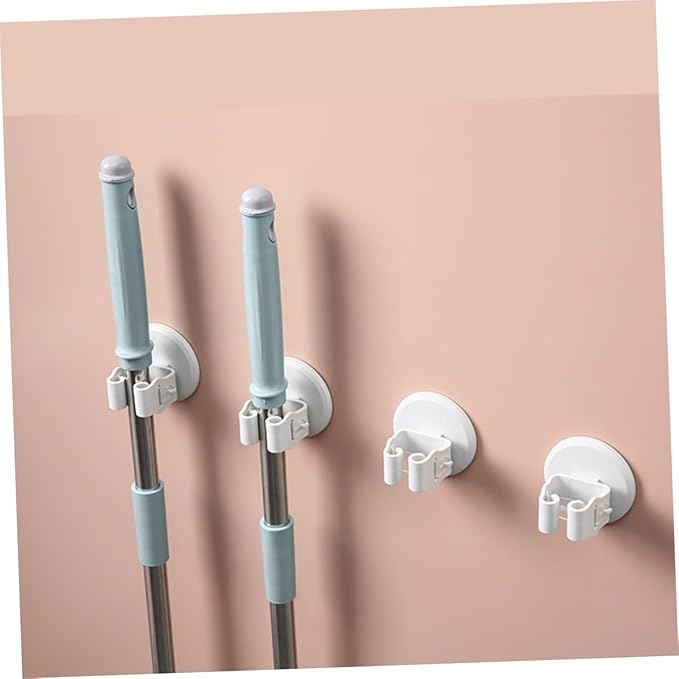PRETYZOOM 3pcs Mop and Broom Holder Wall-mounted Gripper Clips for Efficient Storage Bathroom Kitchen and Balcony Easy Installation Space-saving