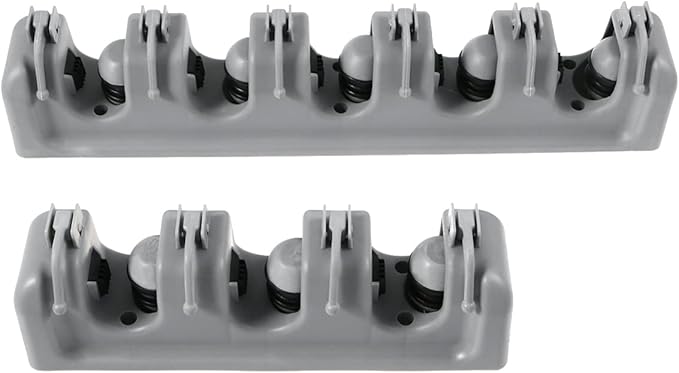 Zerodeko Mop Broom Holder Wall Mounted Storage Rack with Slots and Hooks for Garden Garage and Kitchen Organization Grey and Easy to Install Utility Rack