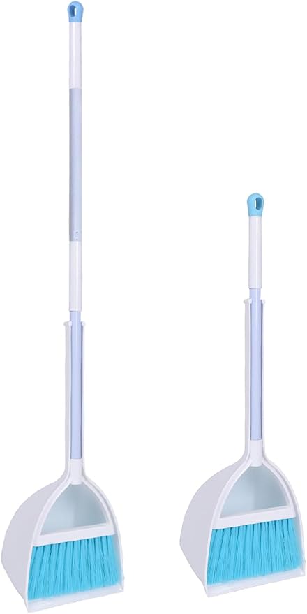 Mini Broom and Dustpan, Home Kitchen Sweeping for Kids(White+Blue)