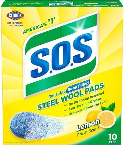 S.O.S Steel Wool Soap Pads | Lemon Fresh | 10 Count, Pack of 6