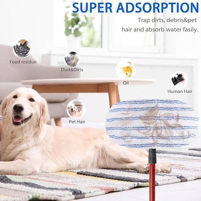 6 Pack Microfiber Mop Pads Covers Replacement Compatible with Oceda,Terry Cloth Mop Refills 15x8 Inch Pads for Wet Dry Hardwood Floor Cleaning, Washable & Reusable Mopping Pads