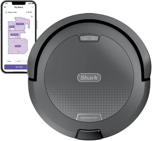 Shark Navigator Robot Vacuum with SmartPath Navigation and Self-Cleaning Brushroll, Powerful Suction, Pet Hair Pickup, Anti-Hair Wrap, for Carpets & Hard Floors, Steel Grey, RV2110