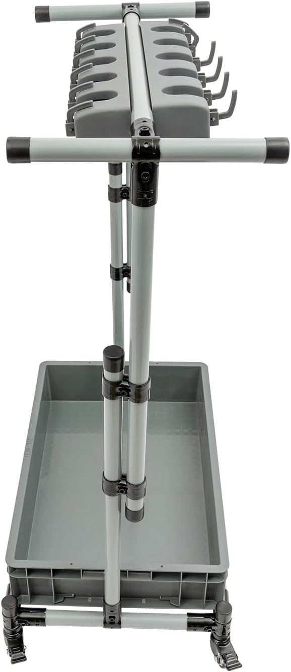 Garden Tool Organizer, 10 Slots with Hooks, Movable Floor-Mounted Mop Rack Floor Standing Cleaning Tool Cart Storage for Garage Organization and Storage, Hold Long-Handled Tool/Rake/Broom (Style 1)