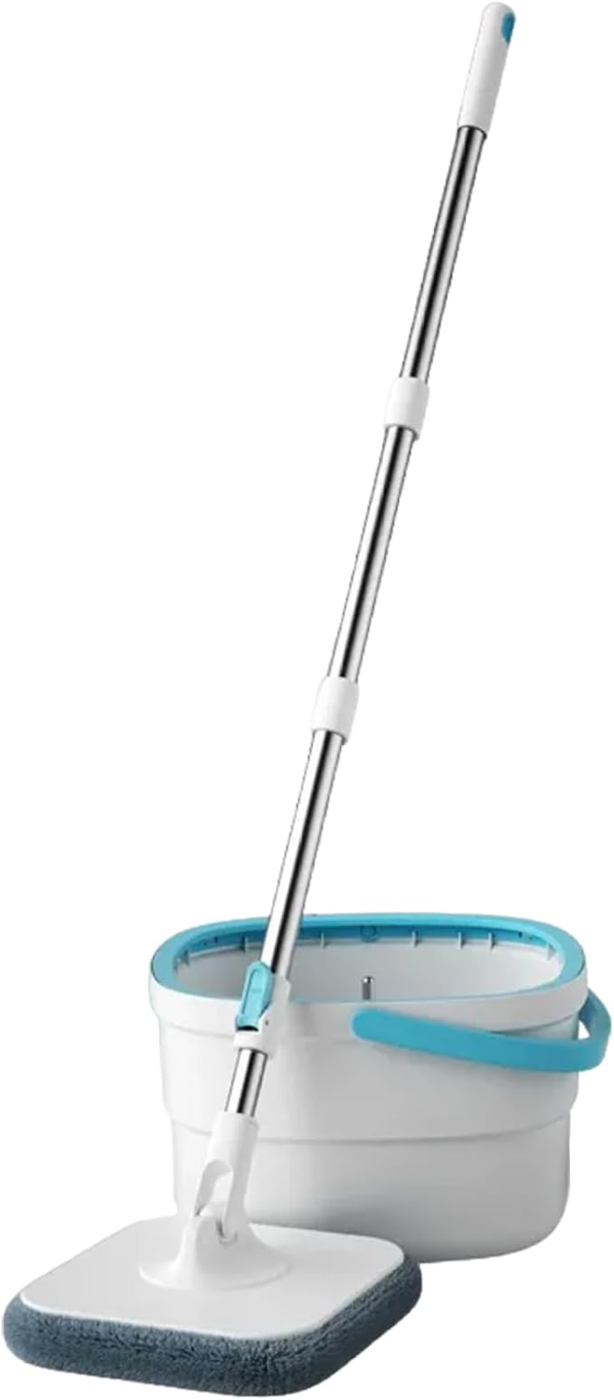 Mop and Bucket Set with Wringer, 360º Spin Mop and Bucket, 2 Microfiber Refills, Height Adjustable Handle, Kitchen Wet and Dry Use, Floor Cleaning System