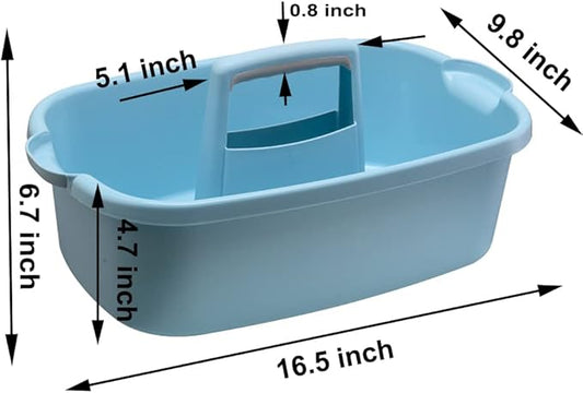 Cleaning Supplies Organizer, Large Cleaning Supply Caddy with Handle, Portable Cleaning Tool Storage Tote for Dorm, Bath, Pantry (Blue)