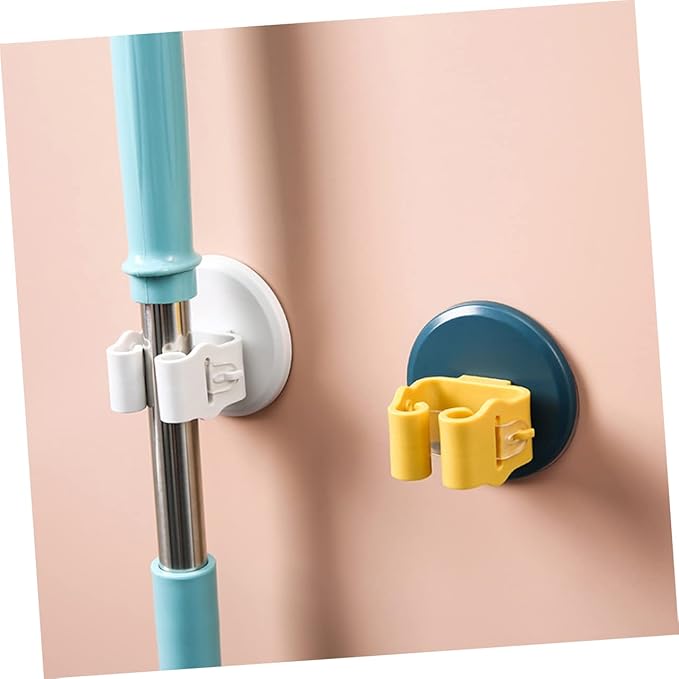 3pcs Mop and Broom Holder Wall-mounted Suction Cup Clamp Cleaning Tool Gripper