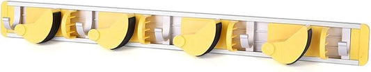 Good Grip Wall-Mounted Mop and Broom Holder Storage Organizer Cleaning Tools Hanger for Kitchen Garden Laundry Room and Garage (4 slots, 5 hooks)