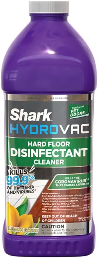 Shark HydroVac Household Disinfectant Cleaner, Kills 99.9% of Bacteria & Viruses, Compatible with Shark HydroVac 3-in-1 Multi-Surface Cleaners on Hardfloor, Stone, Laminate & Tile, Purple, WDCD60