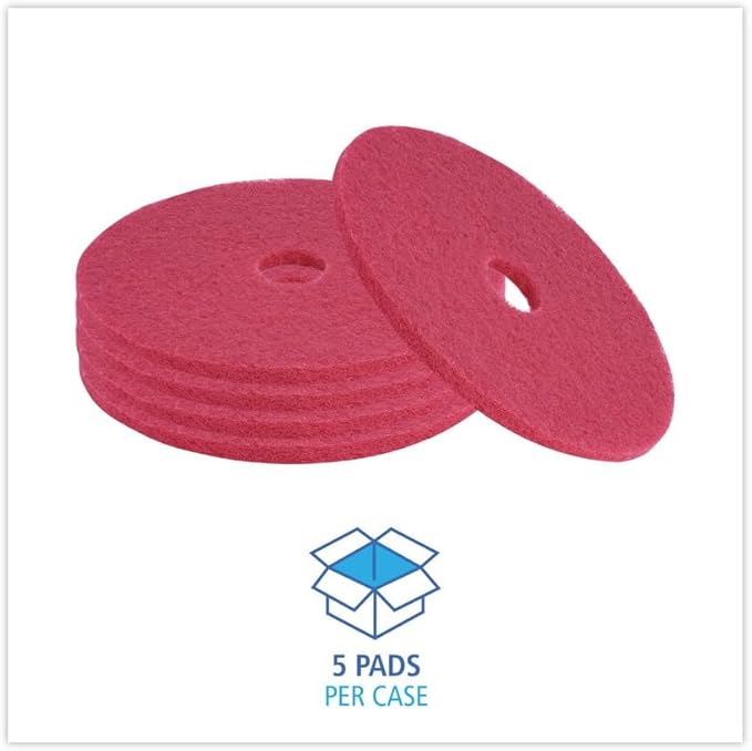 Boardwalk BWK4020RED 20 in. Diameter Buffing Floor Pads - Red (5/Carton)