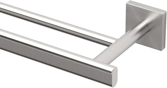 Gatco 4074 Elevate Double Towel Bar, Satin Nickel/Wall Mounted 24 Inch Double Towel Holder Rack for Bathroom